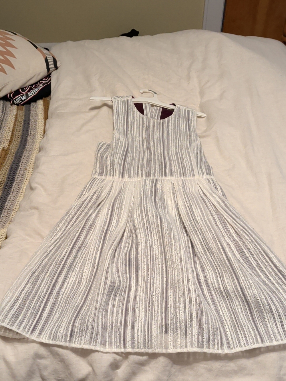 Silver-White Striped Cocktail Dress